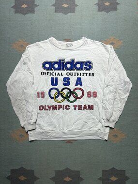Vintage 80s crewneck sweatshirt adidas USA Olympics 1988 made in USA RARE L/XL